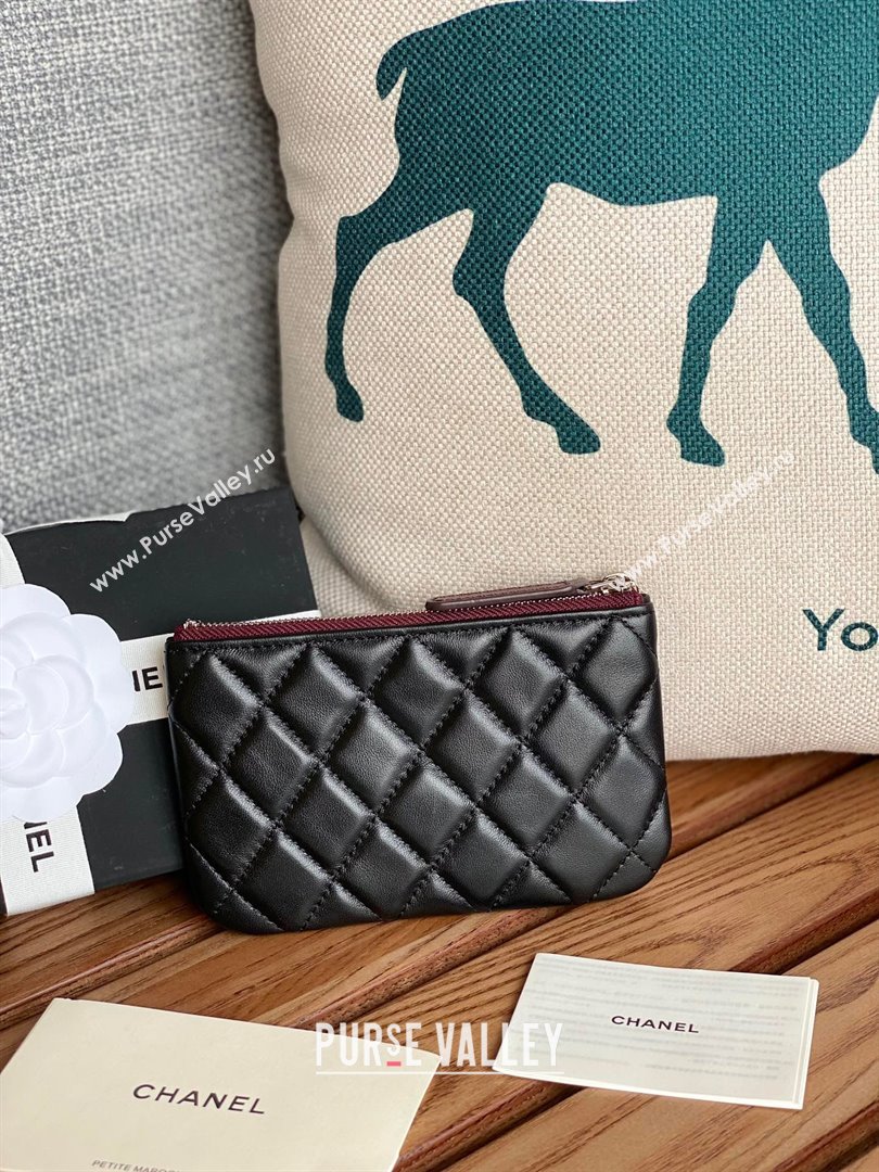Chanel Classic Mini Pouch in sheepskin A82365 black with silver hardware 2022 (yongsheng-231125-13)