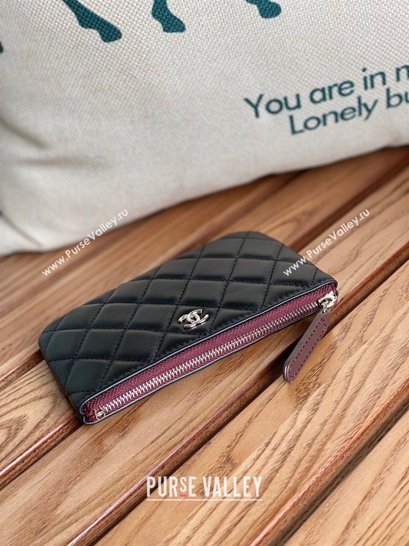 Chanel Classic Mini Pouch in sheepskin A82365 black with silver hardware 2022 (yongsheng-231125-13)