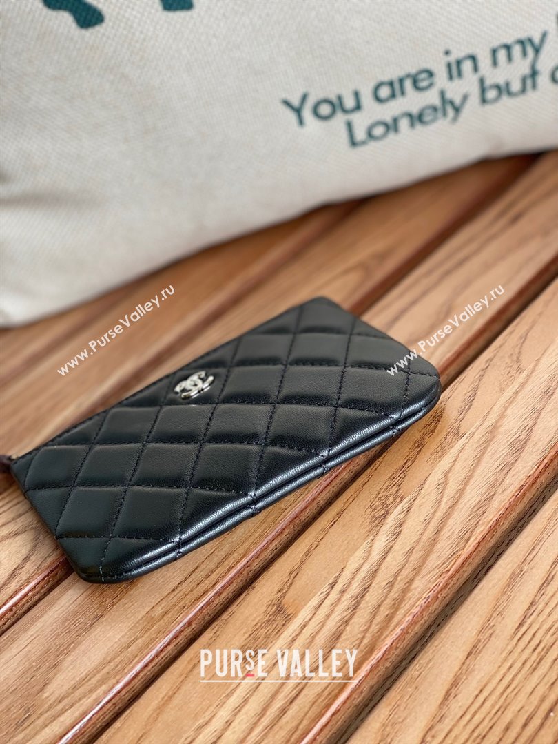 Chanel Classic Mini Pouch in sheepskin A82365 black with silver hardware 2022 (yongsheng-231125-13)