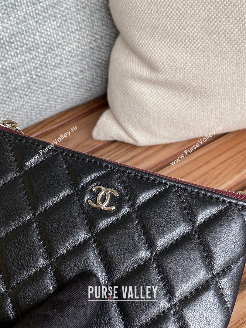 Chanel Classic Mini Pouch in sheepskin A82365 black with silver hardware 2022 (yongsheng-231125-13)