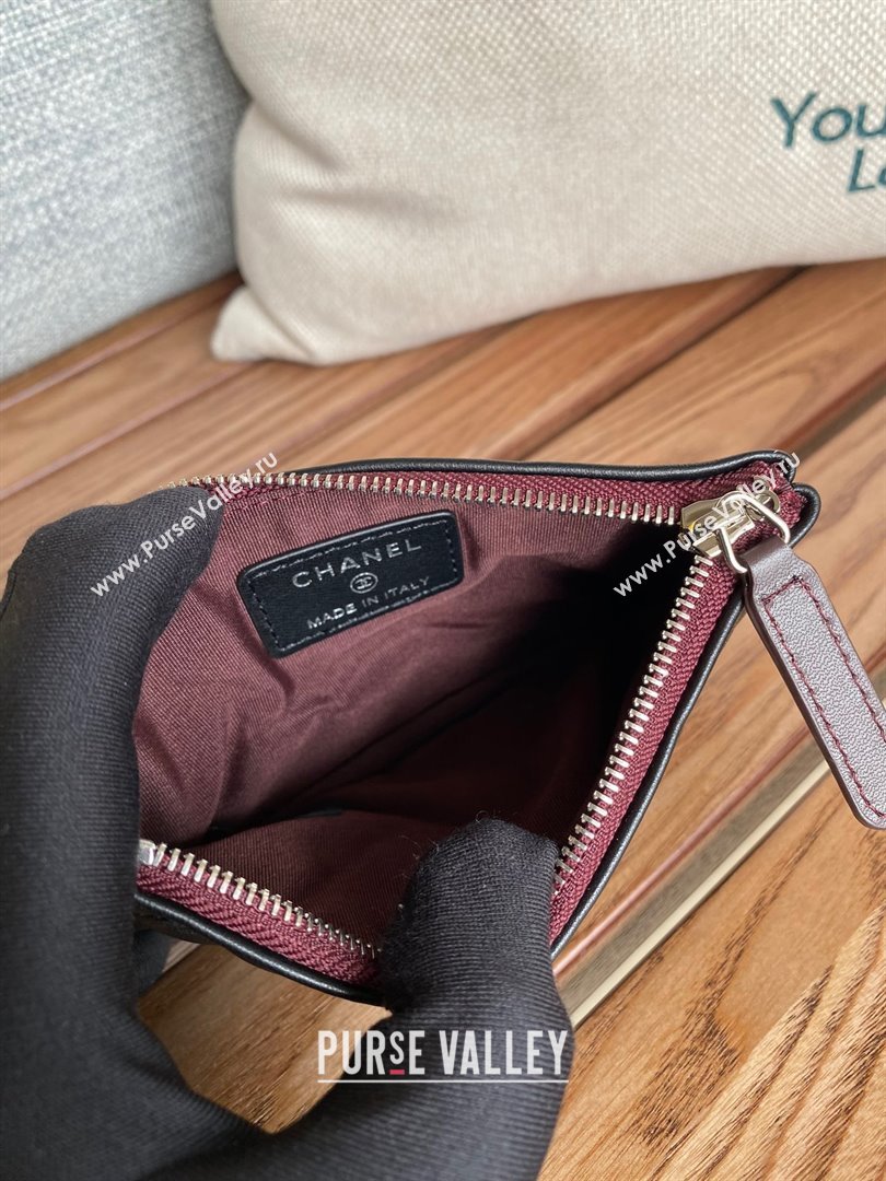 Chanel Classic Mini Pouch in sheepskin A82365 black with silver hardware 2022 (yongsheng-231125-13)