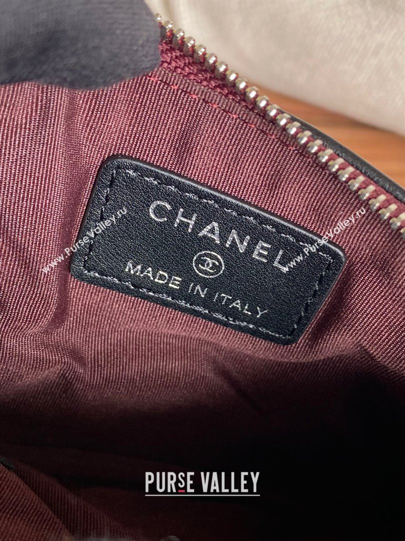 Chanel Classic Mini Pouch in sheepskin A82365 black with silver hardware 2022 (yongsheng-231125-13)