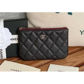 Chanel Classic Mini Pouch in Grained Shiny Calfskin A82365 black with silver hardware 2022 (yongsheng-231124-20)