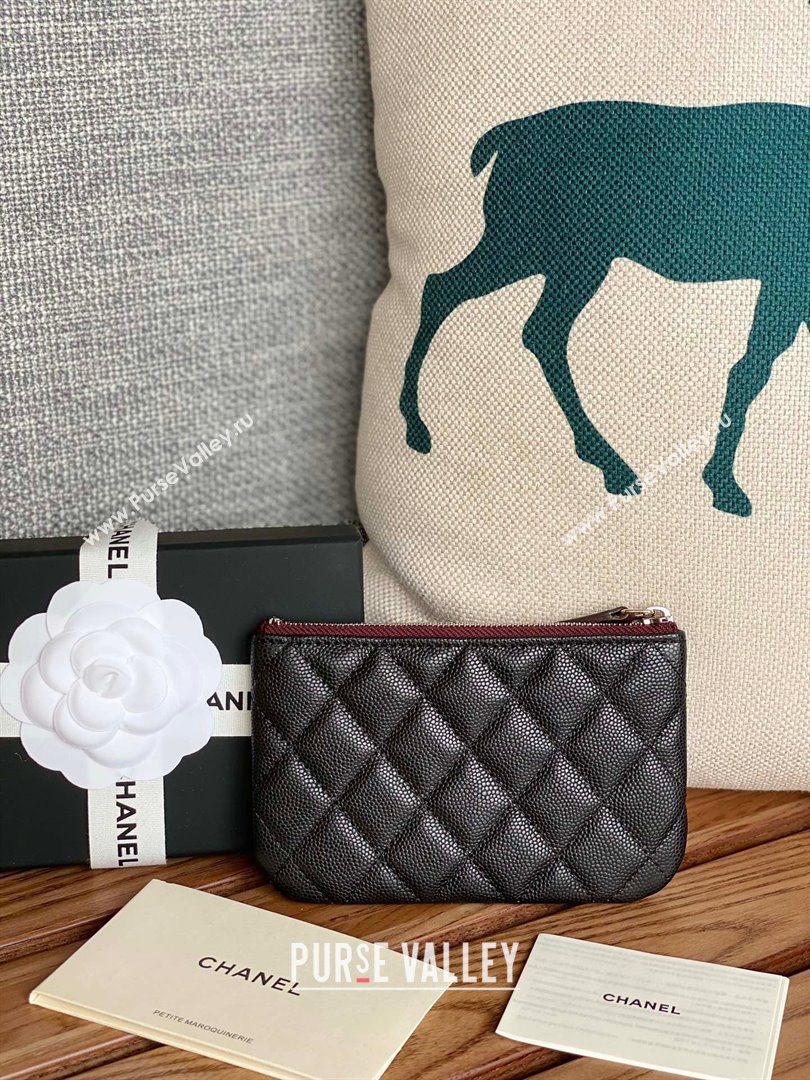 Chanel Classic Mini Pouch in Grained Shiny Calfskin A82365 black with silver hardware 2022 (yongsheng-231124-20)