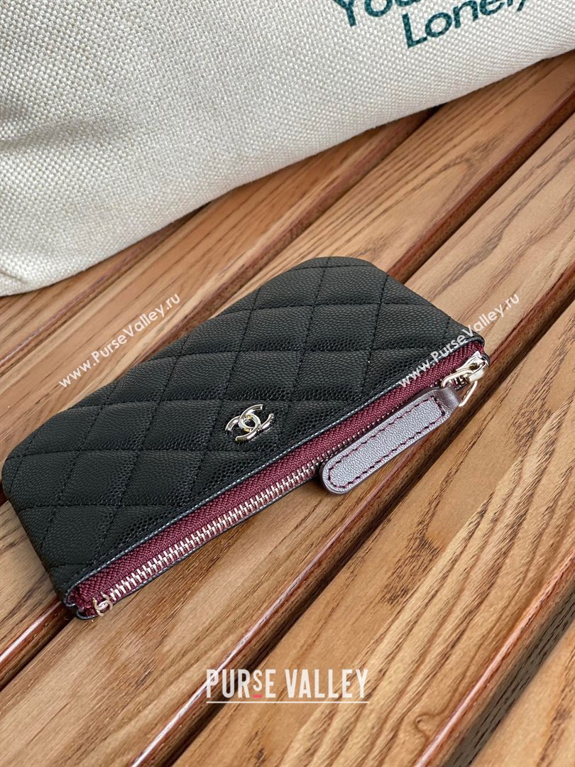 Chanel Classic Mini Pouch in Grained Shiny Calfskin A82365 black with silver hardware 2022 (yongsheng-231124-20)