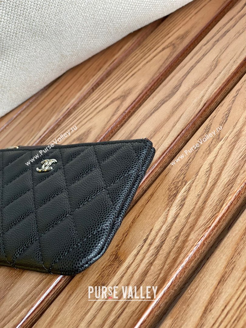 Chanel Classic Mini Pouch in Grained Shiny Calfskin A82365 black with silver hardware 2022 (yongsheng-231124-20)