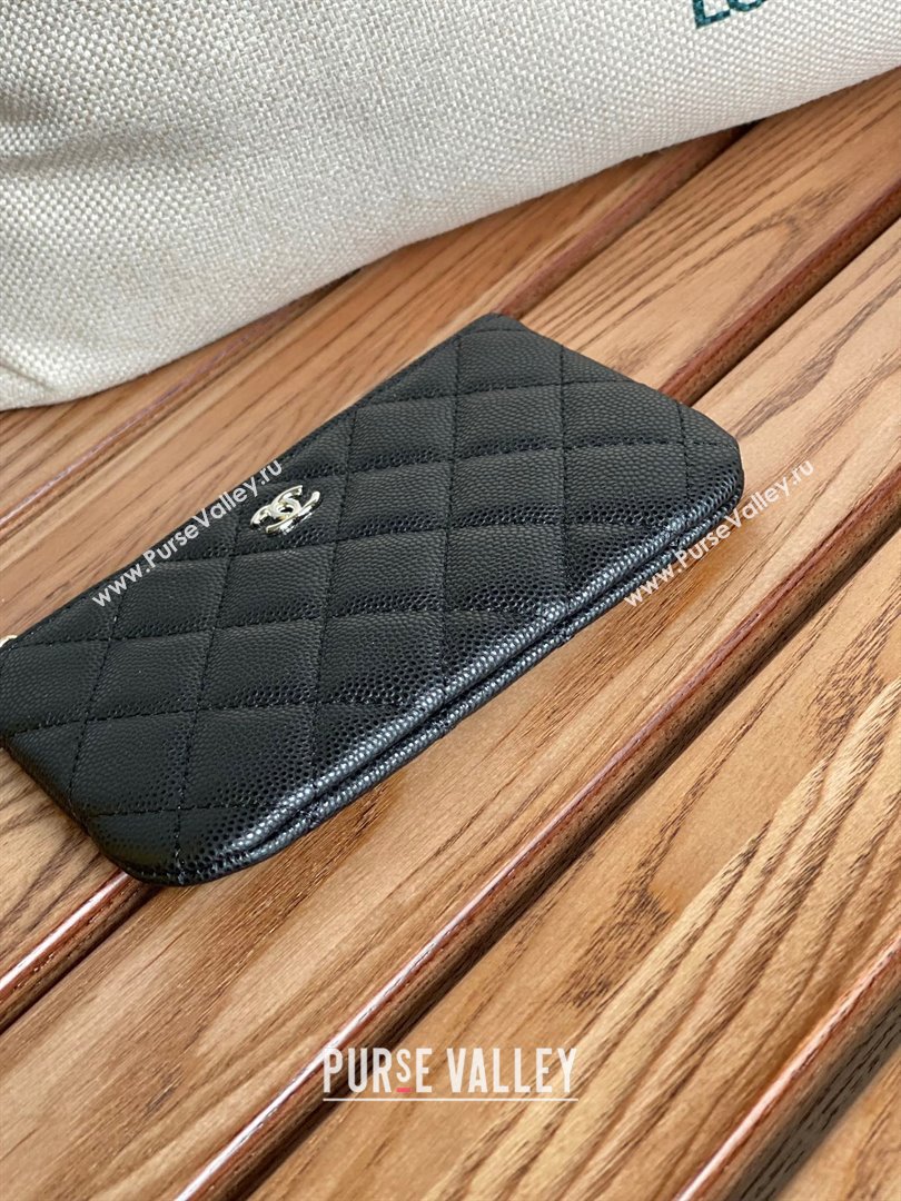 Chanel Classic Mini Pouch in Grained Shiny Calfskin A82365 black with silver hardware 2022 (yongsheng-231124-20)