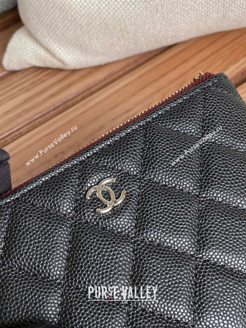 Chanel Classic Mini Pouch in Grained Shiny Calfskin A82365 black with silver hardware 2022 (yongsheng-231124-20)