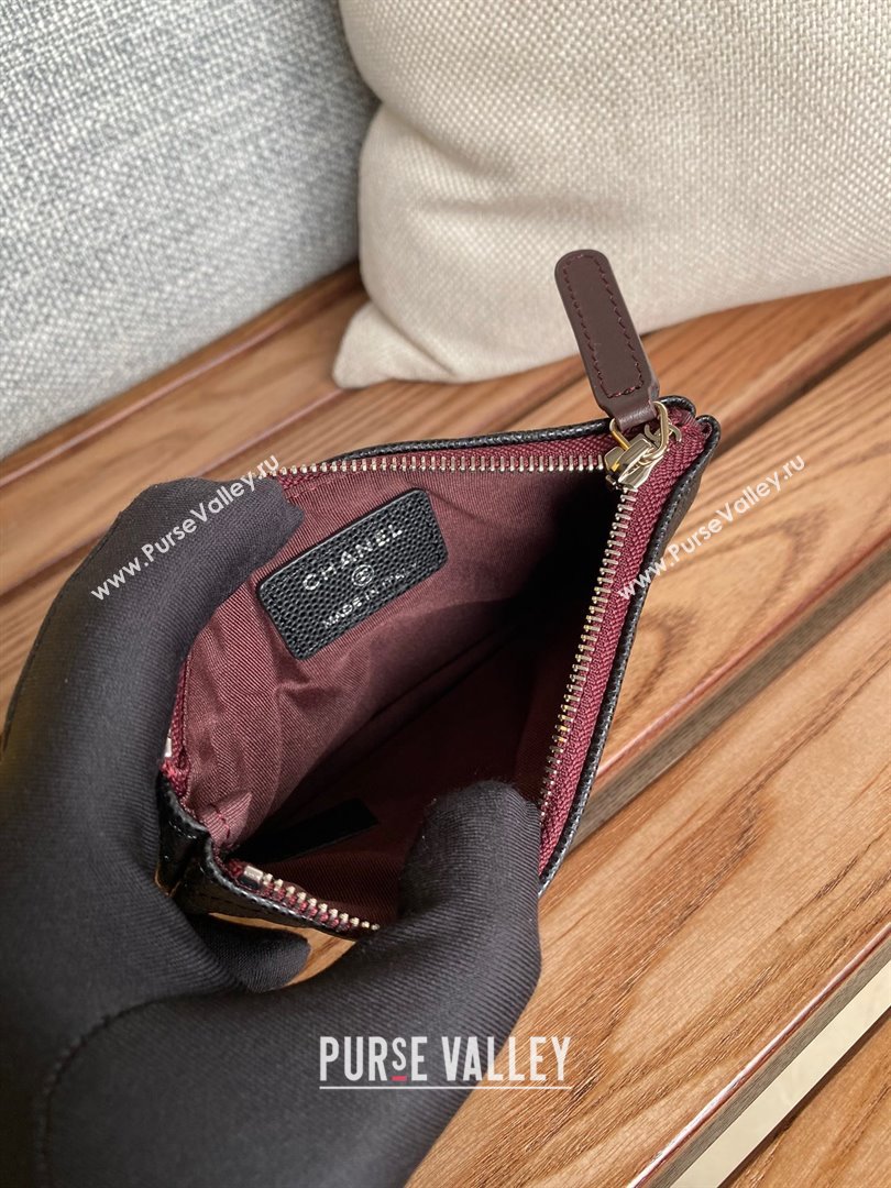 Chanel Classic Mini Pouch in Grained Shiny Calfskin A82365 black with silver hardware 2022 (yongsheng-231124-20)