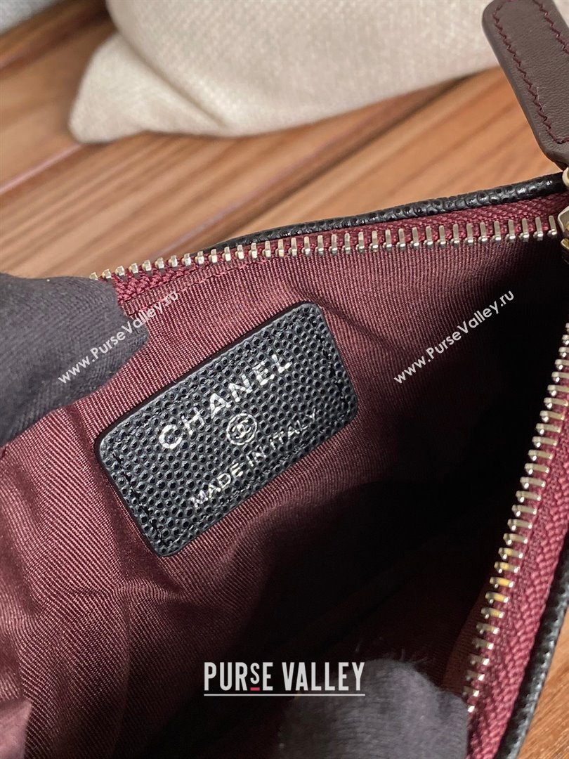 Chanel Classic Mini Pouch in Grained Shiny Calfskin A82365 black with silver hardware 2022 (yongsheng-231124-20)