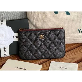 Chanel Classic Mini Pouch in Grained Shiny Calfskin A82365 black with gold hardware 2022 (yongsheng-231125-01)