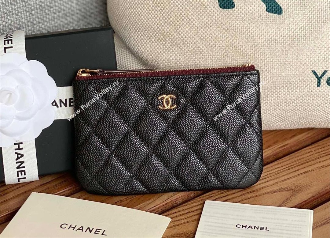 Chanel Classic Mini Pouch in Grained Shiny Calfskin A82365 black with gold hardware 2022 (yongsheng-231125-01)
