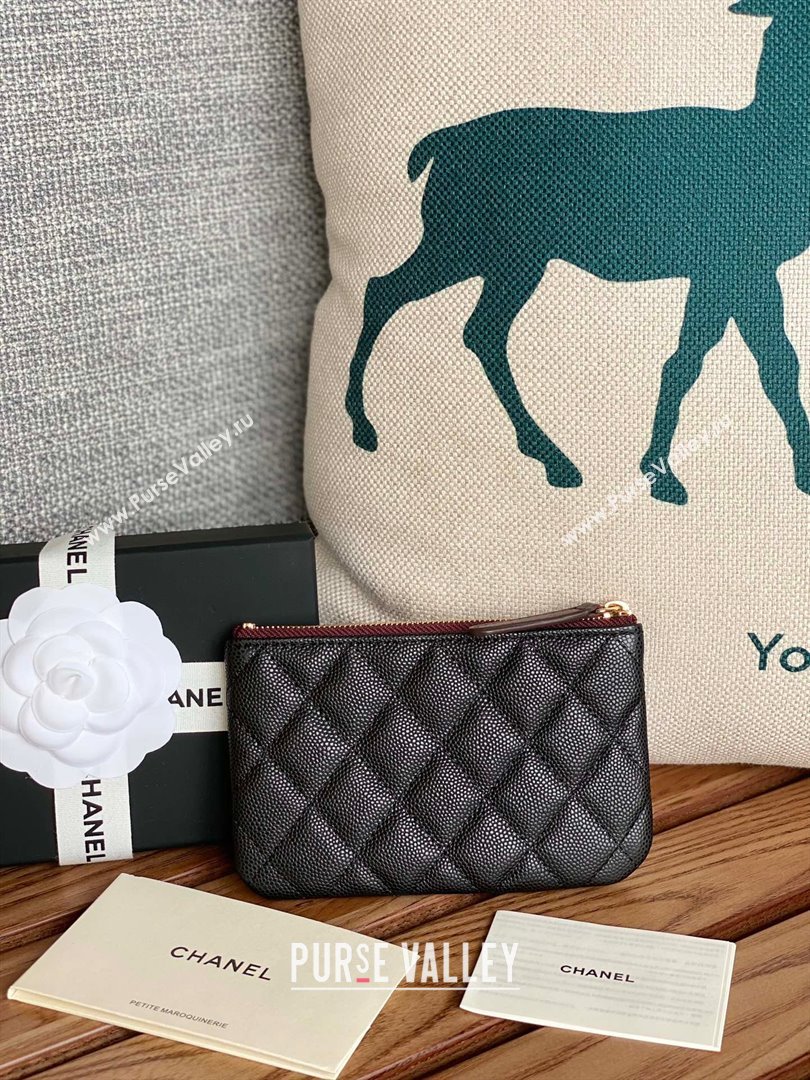 Chanel Classic Mini Pouch in Grained Shiny Calfskin A82365 black with gold hardware 2022 (yongsheng-231125-01)
