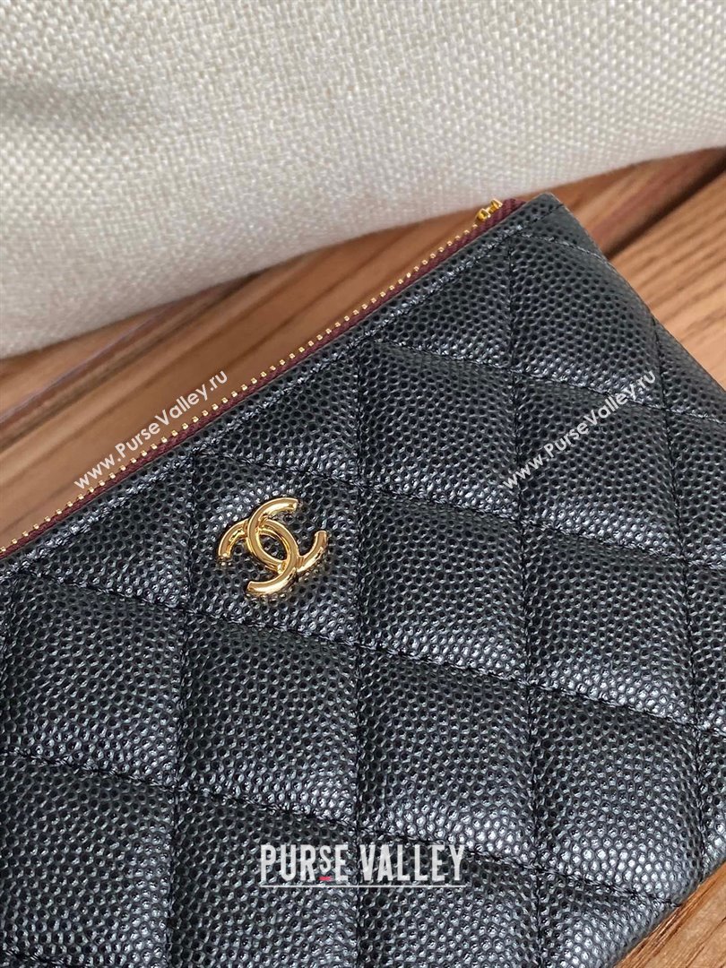 Chanel Classic Mini Pouch in Grained Shiny Calfskin A82365 black with gold hardware 2022 (yongsheng-231125-01)