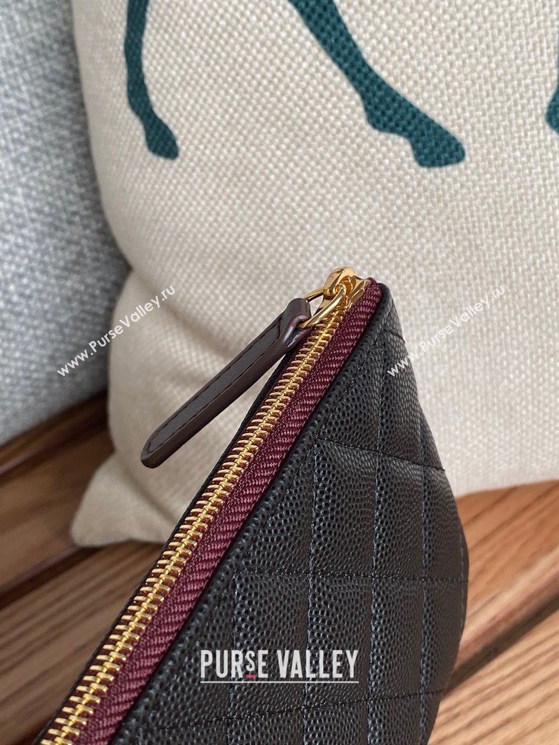 Chanel Classic Mini Pouch in Grained Shiny Calfskin A82365 black with gold hardware 2022 (yongsheng-231125-01)