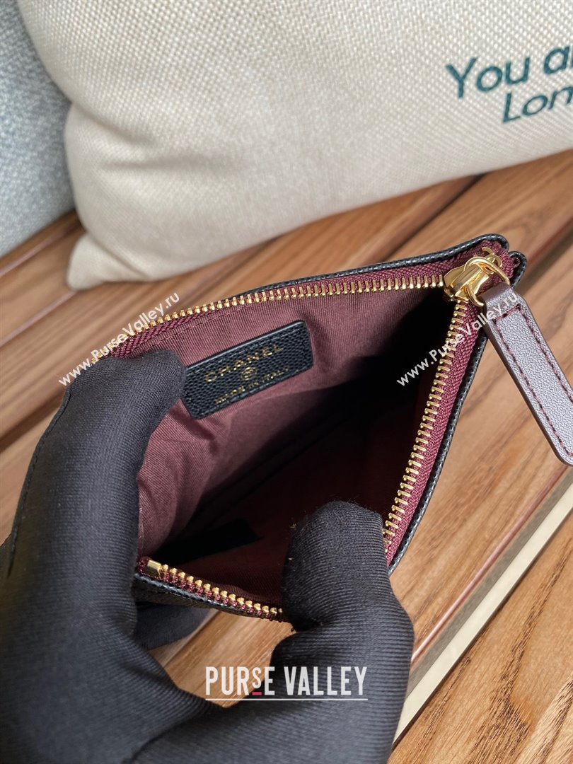 Chanel Classic Mini Pouch in Grained Shiny Calfskin A82365 black with gold hardware 2022 (yongsheng-231125-01)