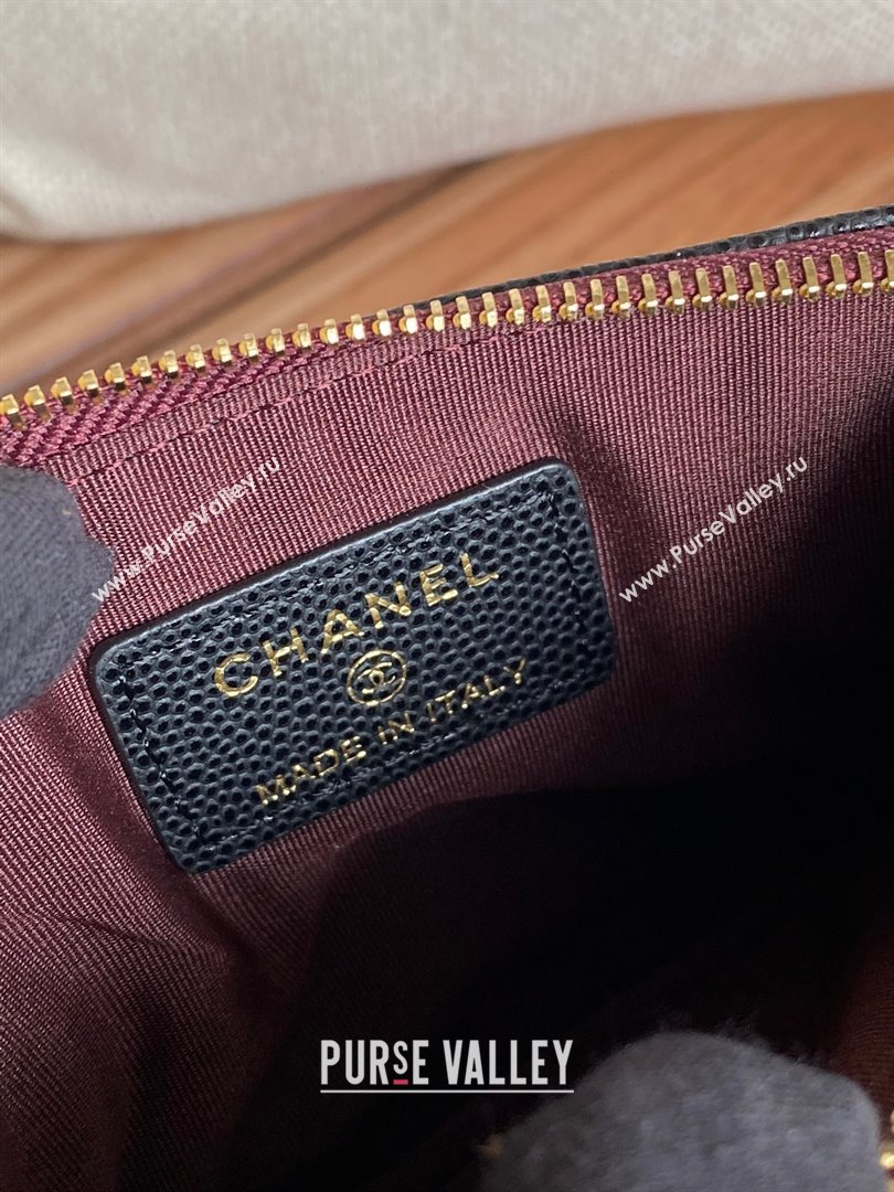 Chanel Classic Mini Pouch in Grained Shiny Calfskin A82365 black with gold hardware 2022 (yongsheng-231125-01)