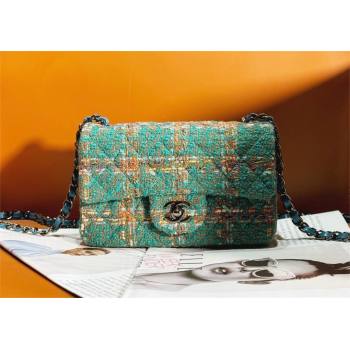 Chanel Tweed 1116 Classic Flap Bag green multicolor 2023 (jiyuan-240111-04)