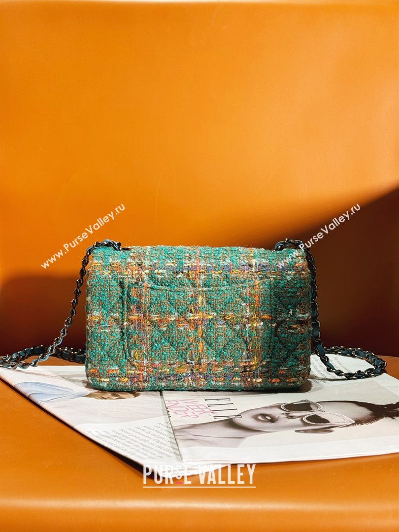 Chanel Tweed 1116 Classic Flap Bag green multicolor 2023 (jiyuan-240111-04)