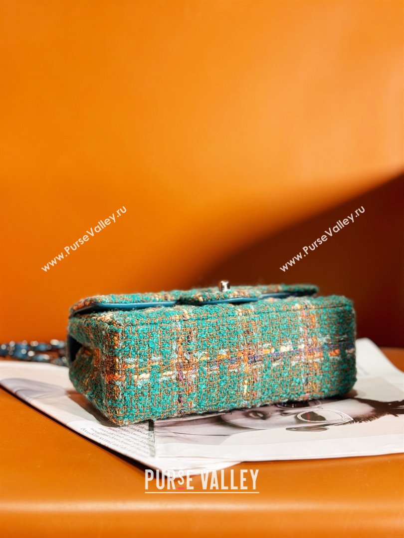 Chanel Tweed 1116 Classic Flap Bag green multicolor 2023 (jiyuan-240111-04)