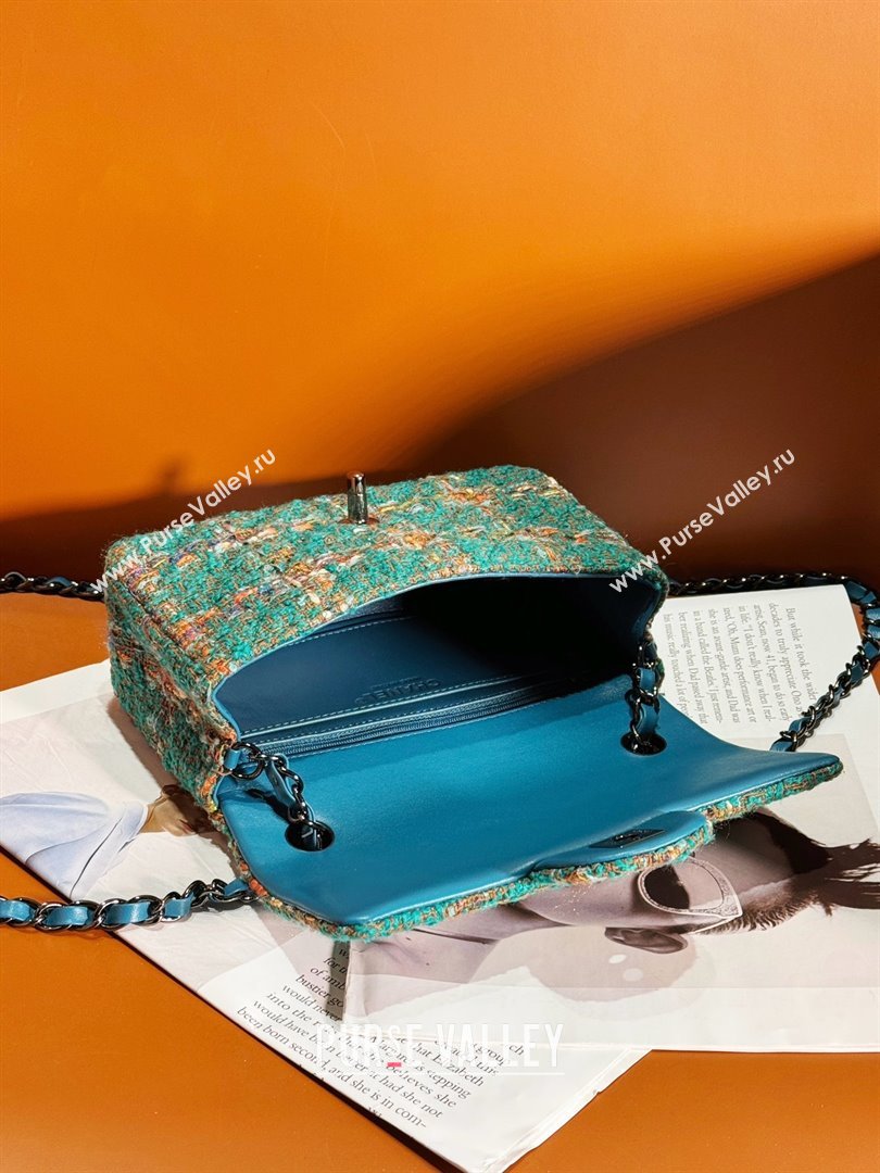 Chanel Tweed 1116 Classic Flap Bag green multicolor 2023 (jiyuan-240111-04)