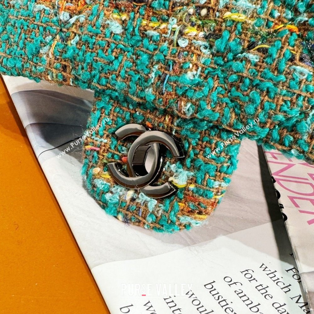 Chanel Tweed 1116 Classic Flap Bag green multicolor 2023 (jiyuan-240111-04)