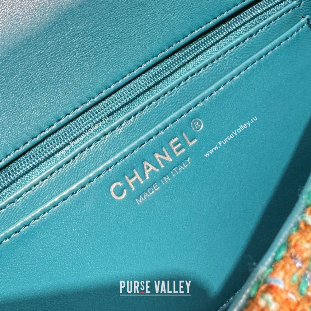 Chanel Tweed 1116 Classic Flap Bag green multicolor 2023 (jiyuan-240111-04)