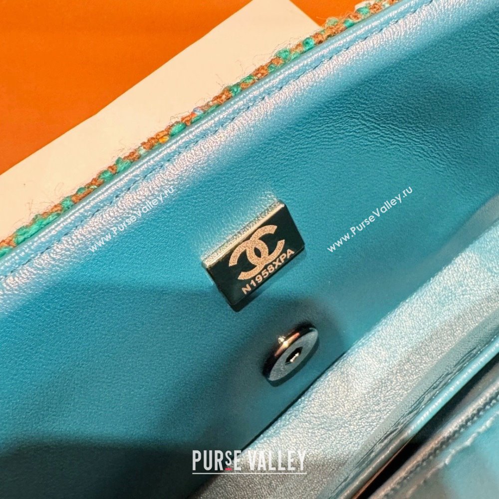 Chanel Tweed 1116 Classic Flap Bag green multicolor 2023 (jiyuan-240111-04)