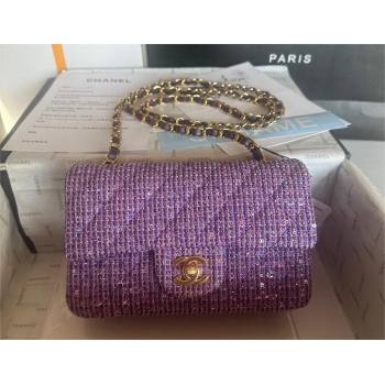 Chanel Tweed 1116 Classic Flap Bag purple 2023 (jiyuan-240111-03)