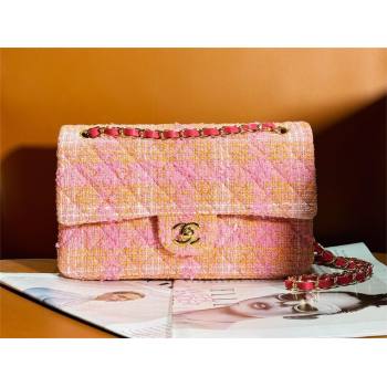 Chanel Tweed 1112 Classic Flap Bag pink 2023 (jiyuan-240111-01)