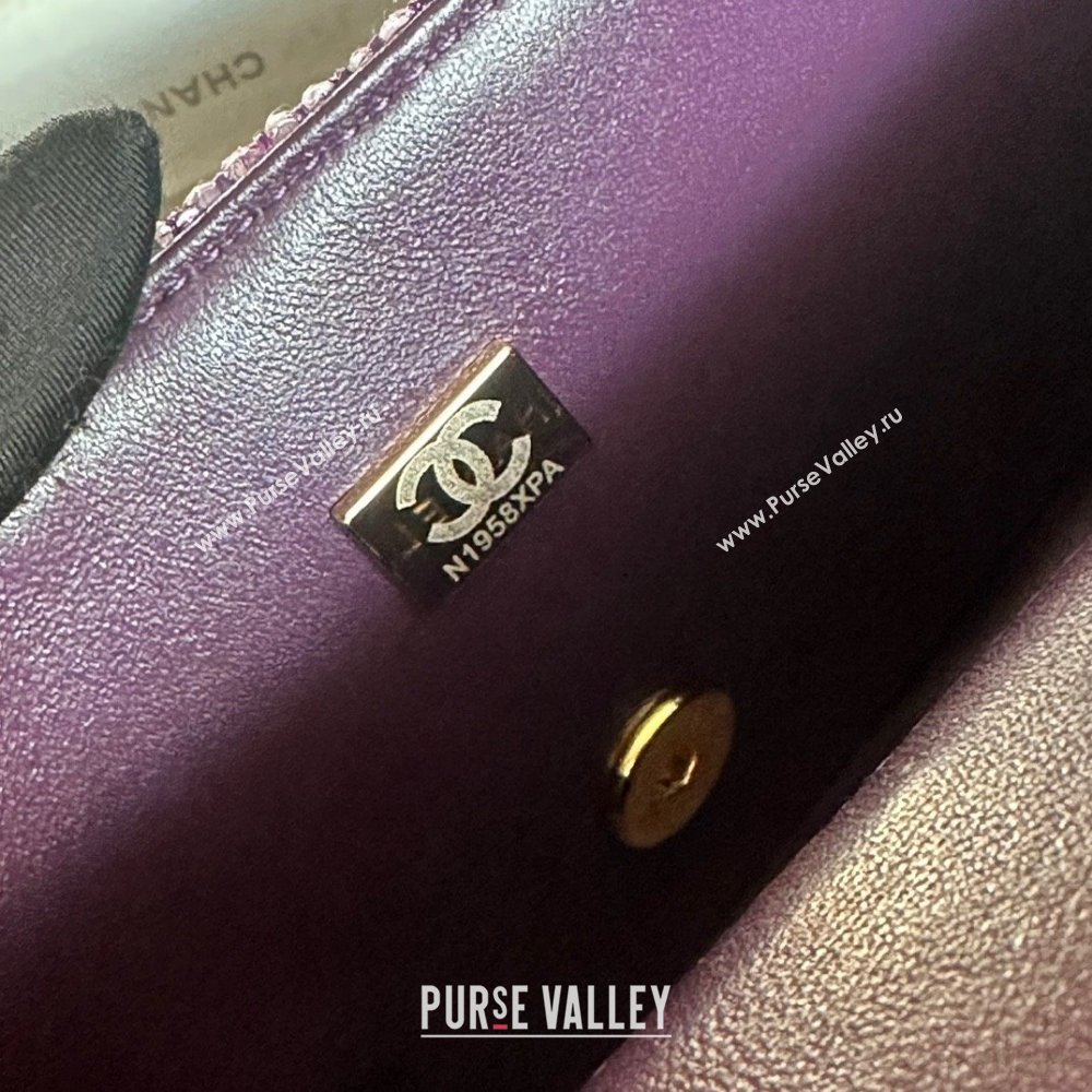 Chanel Tweed 1116 Classic Flap Bag purple 2023 (jiyuan-240111-03)