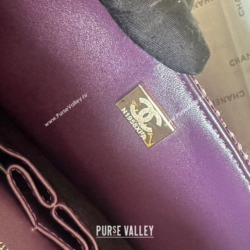 Chanel Tweed 1112 Classic Flap Bag purple 2023 (jiyuan-240111-02)