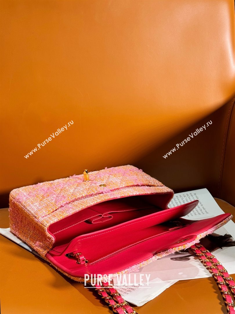 Chanel Tweed 1112 Classic Flap Bag pink 2023 (jiyuan-240111-01)