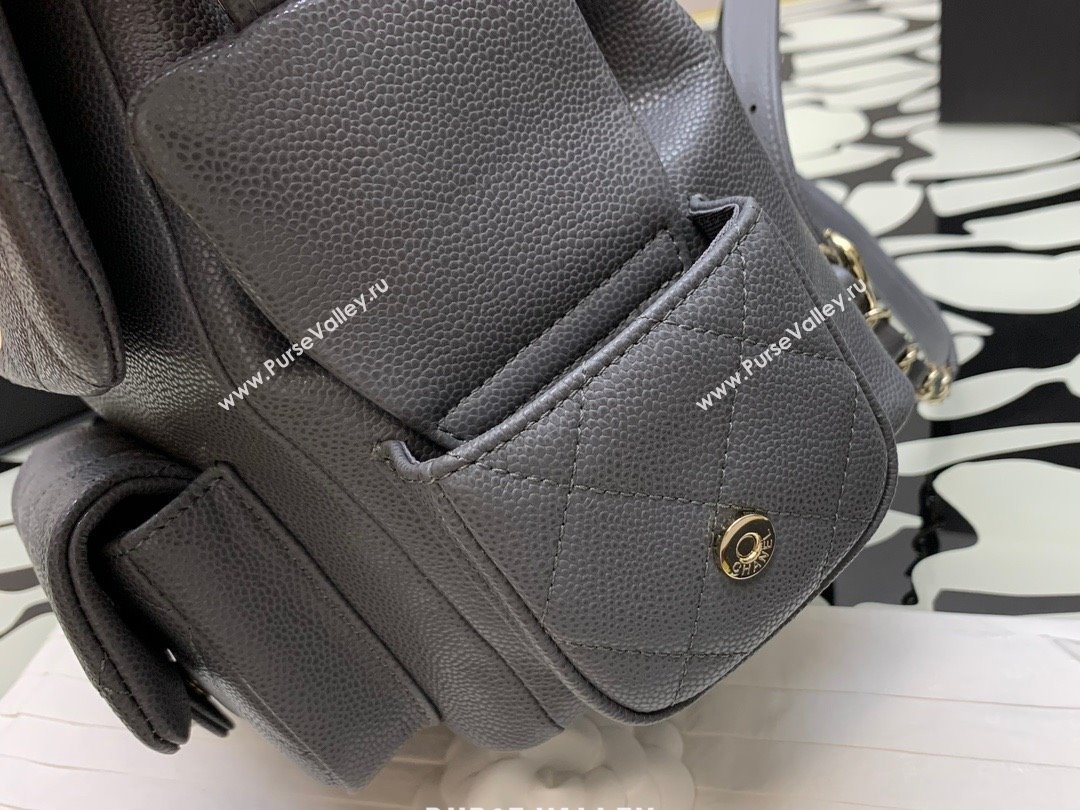 Chanel Small Backpack in Grained Shiny Calfskin AS4399 GRAY 2023 (JIYUAN-231101-01)