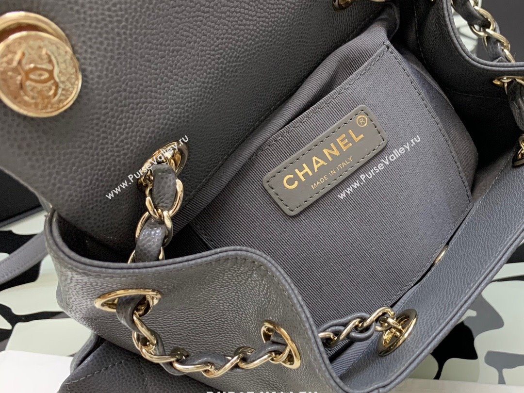 Chanel Small Backpack in Grained Shiny Calfskin AS4399 GRAY 2023 (JIYUAN-231101-01)