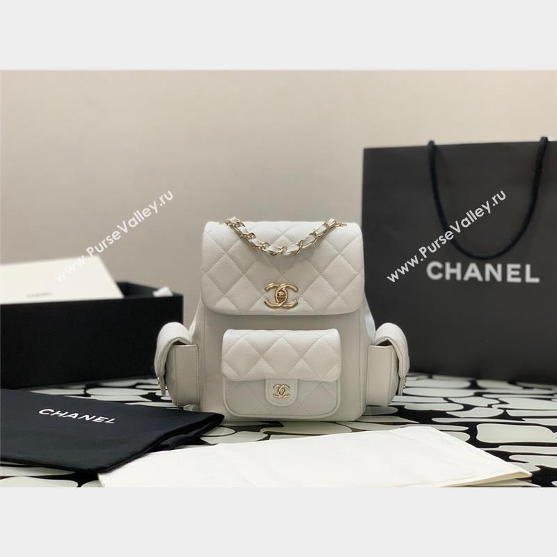 Chanel Small Backpack in Grained Shiny Calfskin AS4399 WHITE 2023 (JIYUAN-231101-02)