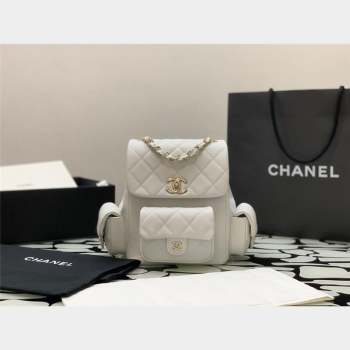 Chanel Small Backpack in Grained Shiny Calfskin AS4399 WHITE 2023 (JIYUAN-231101-02)