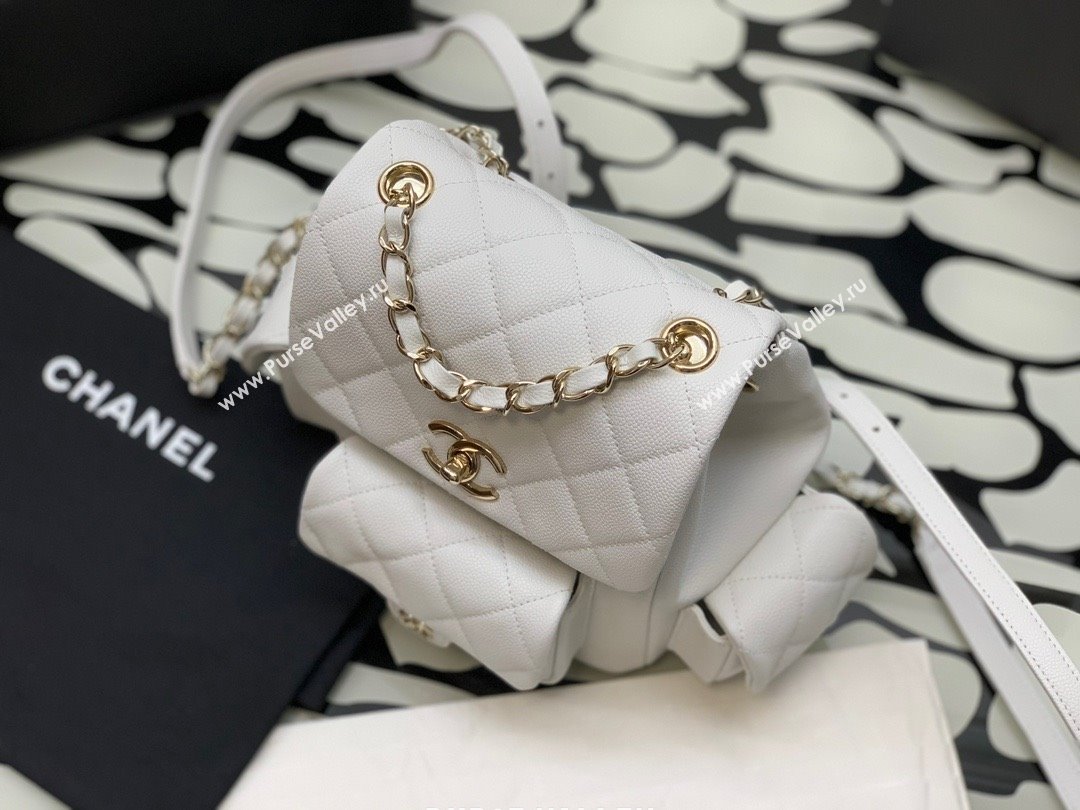 Chanel Small Backpack in Grained Shiny Calfskin AS4399 WHITE 2023 (JIYUAN-231101-02)