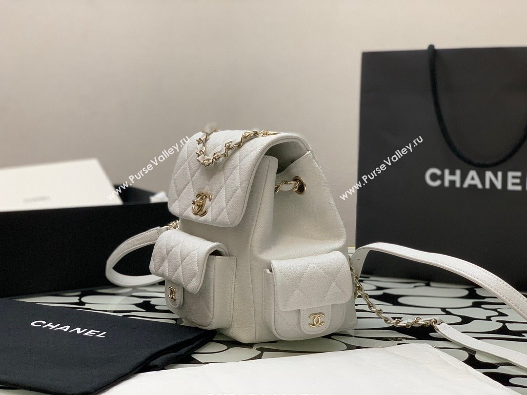 Chanel Small Backpack in Grained Shiny Calfskin AS4399 WHITE 2023 (JIYUAN-231101-02)