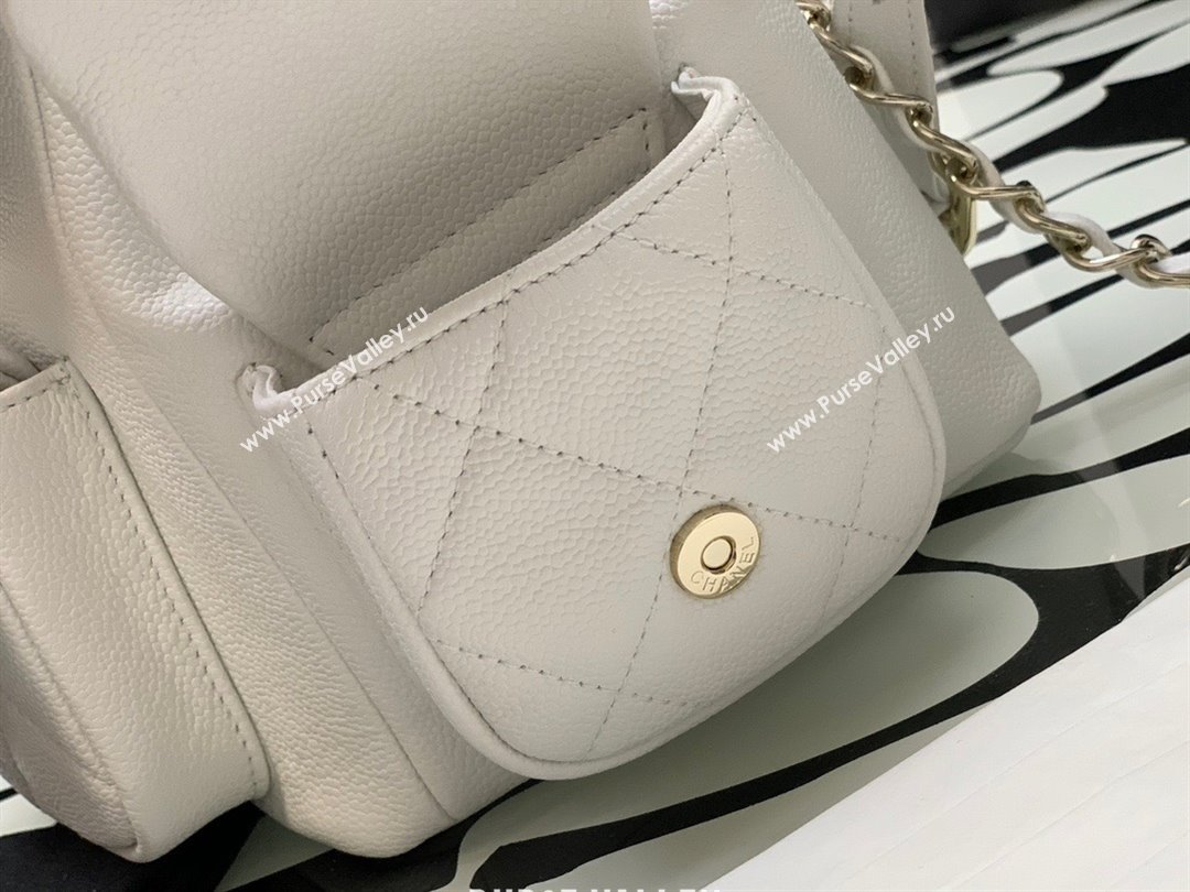 Chanel Small Backpack in Grained Shiny Calfskin AS4399 WHITE 2023 (JIYUAN-231101-02)