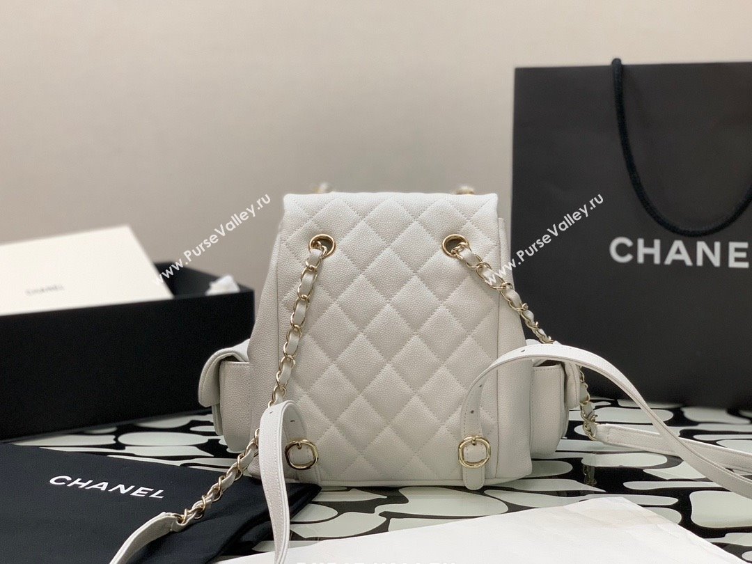 Chanel Small Backpack in Grained Shiny Calfskin AS4399 WHITE 2023 (JIYUAN-231101-02)