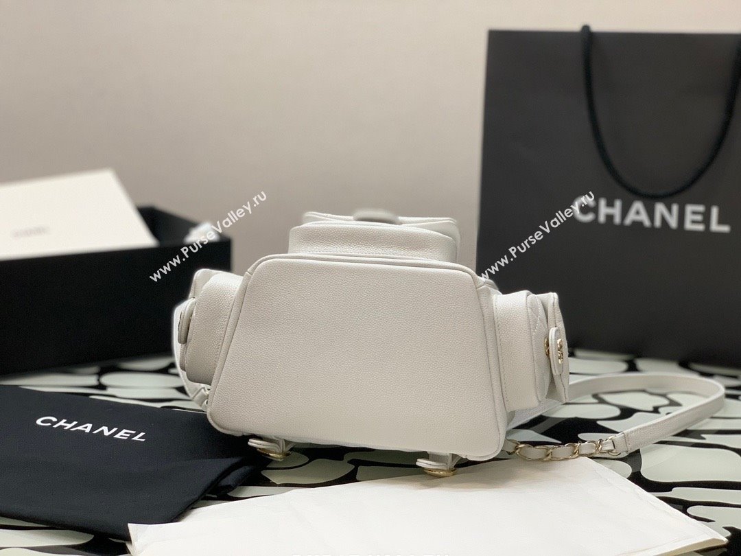 Chanel Small Backpack in Grained Shiny Calfskin AS4399 WHITE 2023 (JIYUAN-231101-02)