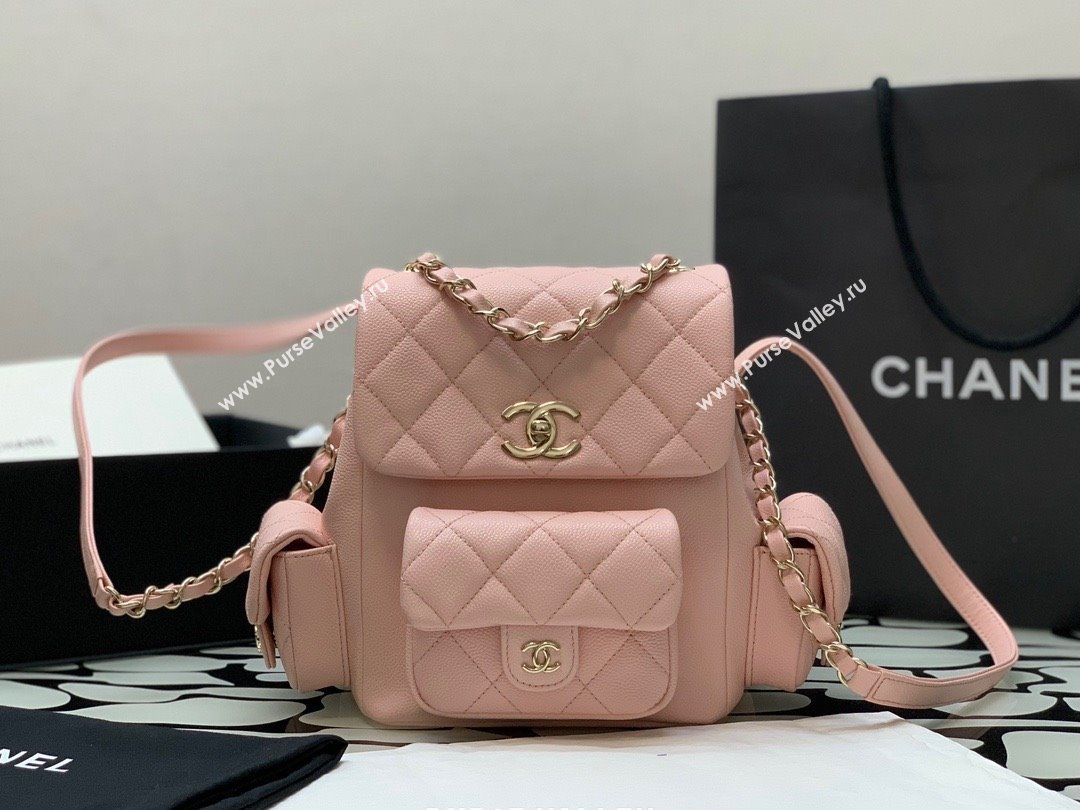 Chanel Small Backpack in Grained Shiny Calfskin AS4399 PINK 2023 (JIYUAN-231101-03)