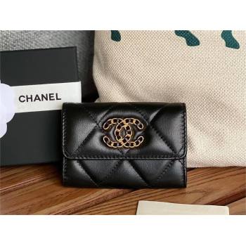 CHANEL 19 Flap Card Holder in lambskin AP1790 BLACK 2023 (yongsheng-231124-06)