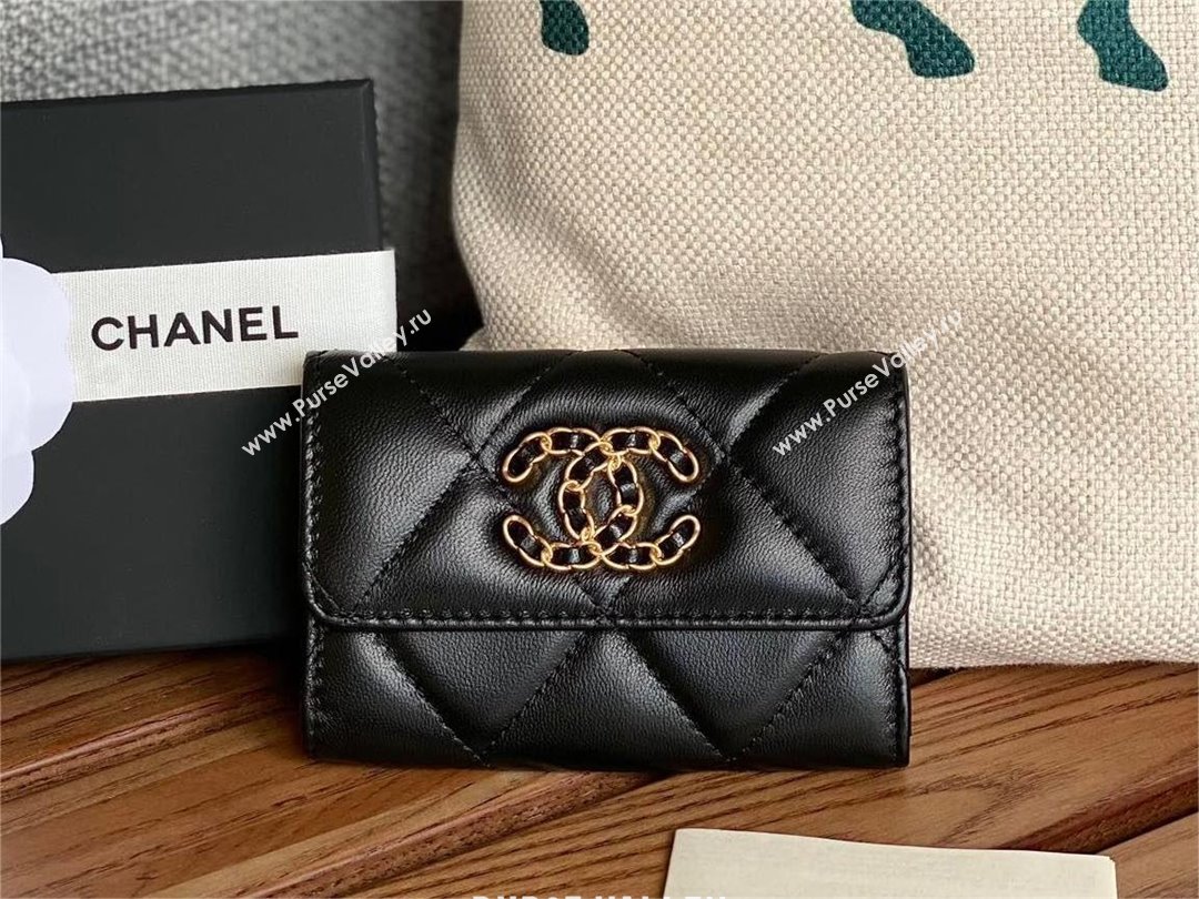 CHANEL 19 Flap Card Holder in lambskin AP1790 BLACK 2023 (yongsheng-231124-06)