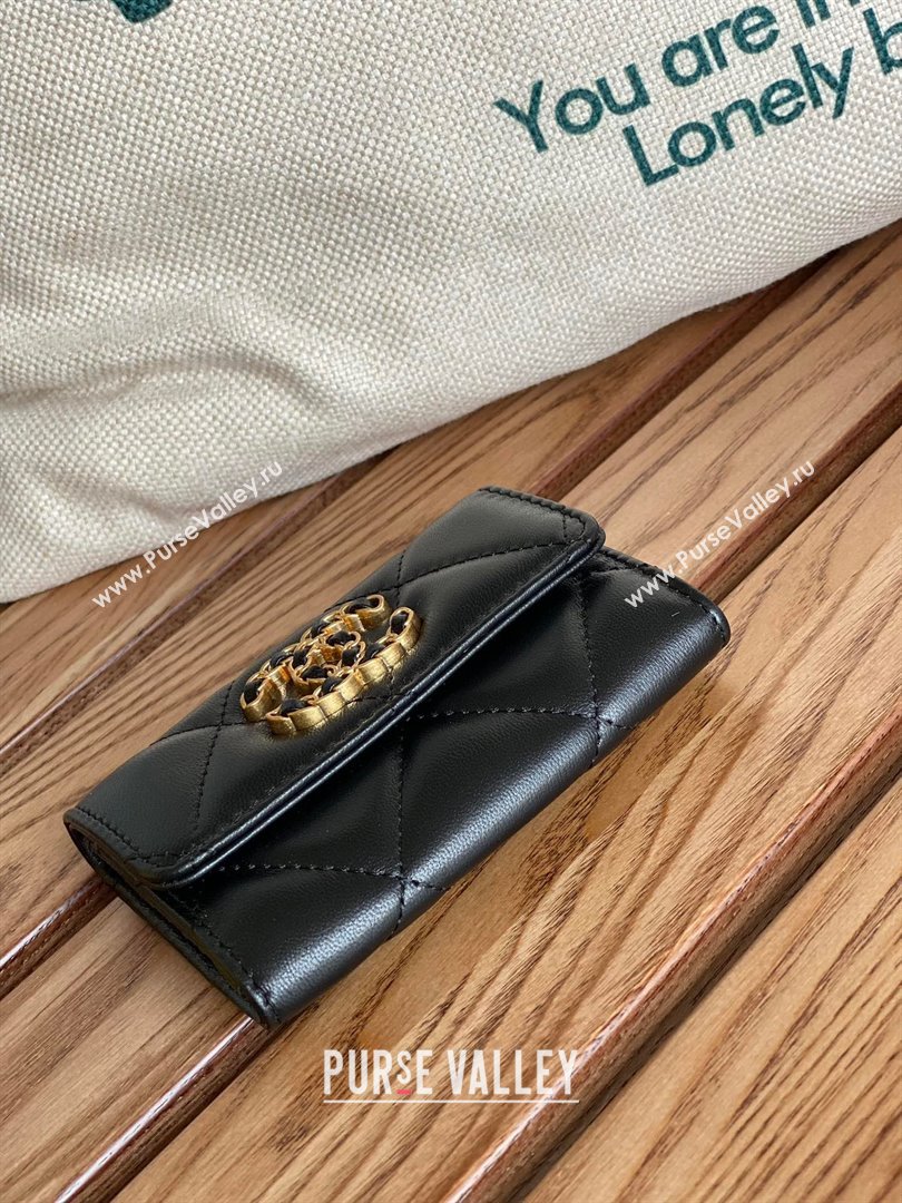 CHANEL 19 Flap Card Holder in lambskin AP1790 BLACK 2023 (yongsheng-231124-06)