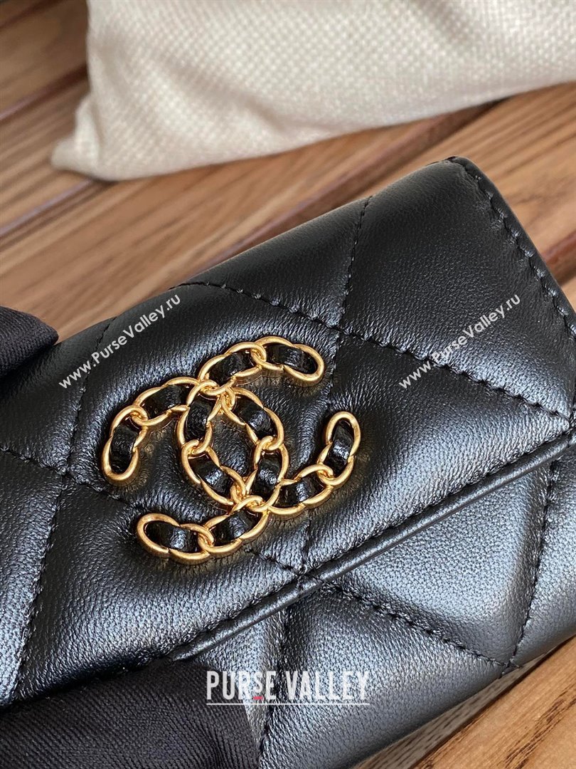 CHANEL 19 Flap Card Holder in lambskin AP1790 BLACK 2023 (yongsheng-231124-06)