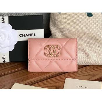 CHANEL 19 Flap Card Holder in lambskin AP1790 PINK 2023 (yongsheng-231124-05)