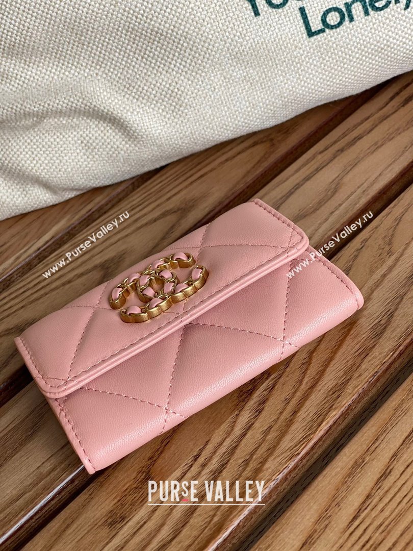 CHANEL 19 Flap Card Holder in lambskin AP1790 PINK 2023 (yongsheng-231124-05)