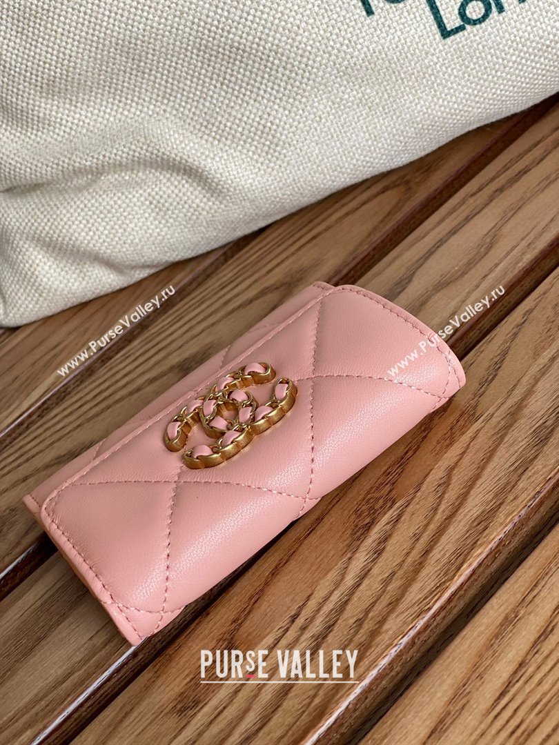 CHANEL 19 Flap Card Holder in lambskin AP1790 PINK 2023 (yongsheng-231124-05)